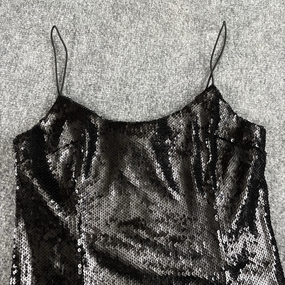 PrettyLittleThing Dress Women 0 Black Sequin Y2K Party‎ Club Glam Baddie Mini - Picture 6 of 16